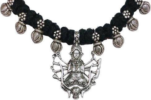 athizay black Necklace choker with statement Pendant Tribal inspired Black and Silver Jewelry for women Handcrafted beaded chokers with bold Pendant in Saudi Arabia