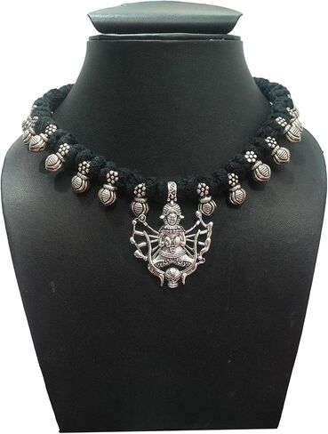 athizay black Necklace choker with statement Pendant Tribal inspired Black and Silver Jewelry for women Handcrafted beaded chokers with bold Pendant in Saudi Arabia