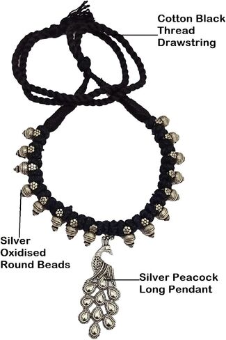 athizay black Necklace choker with statement Pendant Tribal inspired Black and Silver Jewelry for women Handcrafted beaded chokers with bold Pendant in Saudi Arabia