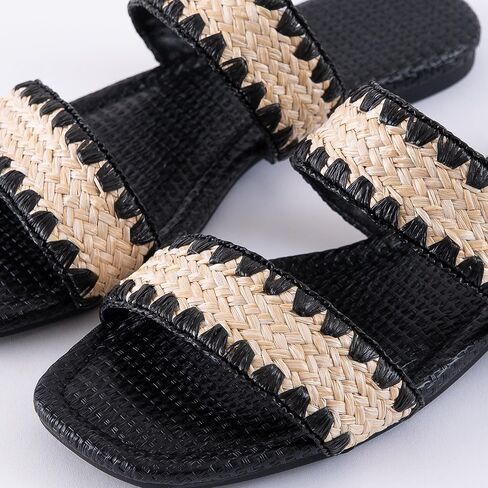 Mtzyoa Women Flat Sandals Raffia Braided Summer Straw Dressy Casual Vacation Bohemian Cute Beach Comfy Slip On Slides in Saudi Arabia