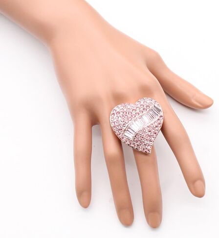 Lavencious Crystal Heart Shaped Stretch Ring for Women in Saudi Arabia