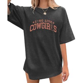 Womens Cowgirl Shirt Oversized Western T-Shirt Country Music Tshirt Vintage Cowgirl Graphic Short Sleeve Tee Tops