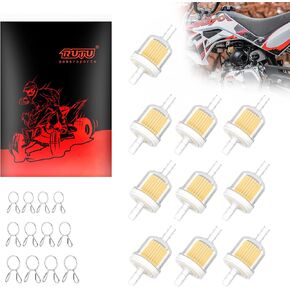 RUTU 1/4" Inline Fuel Filter with Magnet - 10-Pack Universal In Line Fuel Filter for GY6 139QMB & 157QMJ - Compatible with 50/110/125/150cc ATV, Motorcycle, Scooter, Dirt Bike, Quads, Lawn Tractor
