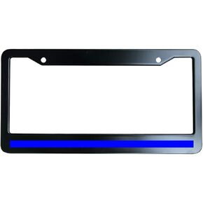 Thin Blue Line License Plate Cover - Metal Car Tag Sign for Women/Men, Standard 6x12 4-Hole and Screws Fits US & Canada
