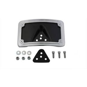 V-Twin 42-1009 - License Plate Bracket Curved Laydown Style Chrome Billet