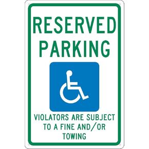 NMC TMS325G RESERVED PARKING - VIOLATORS ARE SUBJECT TO A FINE AND/OR TOWING Sign, New Mexico - 12 in. x 18 in. Standard Aluminum Sign with Graphic