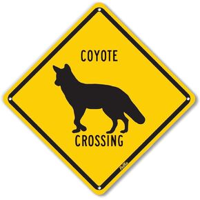 PetKa Signs and Graphics PKAC-0066-NA_10x10 "Coyote Crossing" Aluminum Sign, 10" x 10", Black on Orange