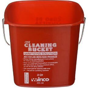 Winco Cleaning Bucket, 6-Quart, Red Sanitizing Solution