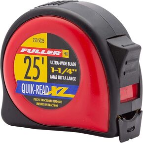 Fuller Tool 750-5025 25 Feet Heavy Duty XL Tape Measure, Retractable Measuring Metric Tape