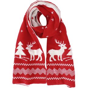 Winter Warm Knitted Scarf Reindeer Pattern Christmas Neck Warmer Fashion Fringed Neckerchief Neck Wrap