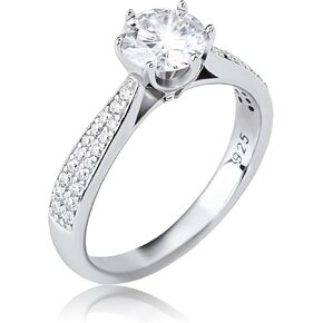 TOPGRILLZ 1.0 Ct Moissanite Engagement Ring 925 Sterling Silver Gemstone Decorate VVS1 Clarity Round Cut Wedding Anniversary Band Ring For Women With GRA Certificate Include Gift Box