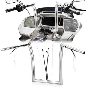 12" Rise Ape Hangers Road Glide Handlebars for Harley 2014-2023 Road Glide/Road Glide Special/Road Glide Ultra 1.25" Meathook Bar Pre-wired CAN-Bus Wire and Guiding Line, Chrome