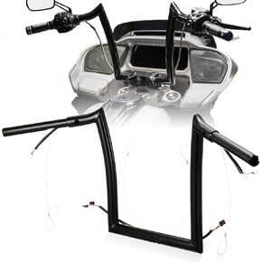 مقاود Rise Ape Hangers Road Glide مقاس 16 بوصة لـ Harley 2014-up Road Glide/Road Glide Special/Road Glide Ultra 1.25 بوصة Meathook Bar سلك CAN-Bus سلكي مسبقًا وخط توجيه، أسود