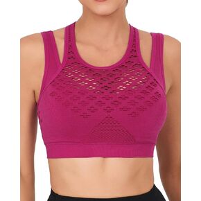 حمالات صدر رياضية للنساء من RUNNING GIRL، دعم عالي، حمالة صدر رياضية مضلعة بدون خياطة ورقبة عالية، حمالة صدر رياضية مبطنة بظهر متقاطع لليوجا