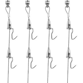 Picture Rail Hooks and Wire, 4.9 Feet Adjustable Picture Hanging Hardware for Exhibition Gallery Art Display Silver