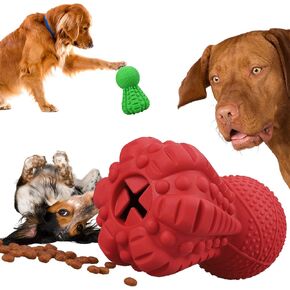 Durable Dog Chew Toys for Aggressive Chewers - Natural Rubber Treat Dispensing Toy - Interactive Slow Feeder - Boredom Relief and Enrichment Stimulation (Green)