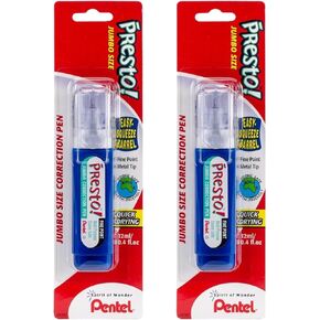 Pentel Presto! Jumbo Correction Pen, Fine Point, Metal Tip, White, 12 ml/0.4 fl.oz. 1 Pack (ZL31WBP-K6)