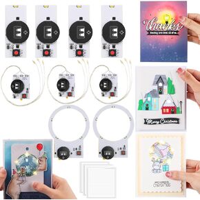 BAOFALI12PCS/Set 2Circular Halo 5 Lights & 4Pcs Easy 1 Lights and 3 Linear LEDs with 3 Sheets 93 Foam Strips for DIY Light-Up Cards Making Scrapbook Decoration Light-Up Units with Warm WhiteLEDs