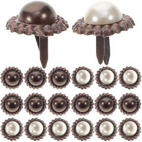 TEHAUX 20pcs Mini Brads, Brads Paper Fasteners Vintage Round Pearl Small Brads Brad Fasteners Paper Fastener DIY Metal Brads Decorative Brads for Paper Crafts (Random Color)