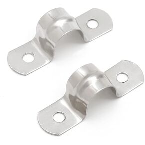 100PCS M12 (1/2 Inch) Stainless Steel Rigid Pipe Hole Strap, U Bracket Pipe Strip Cable Clamp Hanger with 2 Holes Fit for 1/2 inch Pipes OD