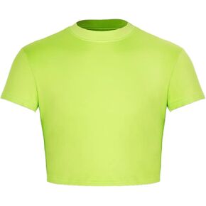 Milumia Men's Short Sleeve Crew Neck Slim Fit Basic Crop Top T Shirts Hot Shirts