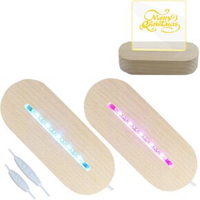 2Pcs LED Light Base for Glass Art, Wooden LED Light Display Pedestal, LED Light Display Base for Acrylic and Plexiglass, Night Light Lamp Base with USB Switch