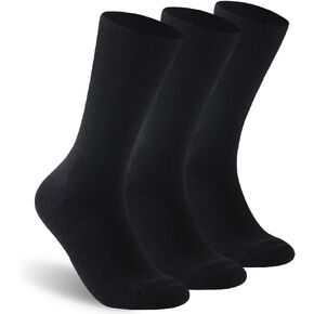 Diabetic Socks for Men Women, Merino Wool Non-Binding Top Crew Socks with Cushion Sole, Seamless Toe 3 Pairs