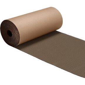 Geyoga Single Face Corrugated Cardboard Roll B Flute Shipping Corrugated Roll Paper Corrugated Wrap for Packing, Storage, Shipping, DIY (Brown,12 x 197 Inch)