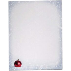 قرطاسية Black Tabby Studio Snowy Red Ornament Holiday & Christmas Winter - مجموعة من 60 ورقة من الورق ذي الرأسية