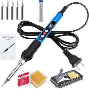 Soldering Iron Kit, 90W 110V Fast Heat up LCD Digital Soldering Gun kit with Ceramic Heater, 10 in 1 Adjustable Temperature Soldering Kit with Automatic Sleep Mode