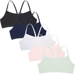 5 Pack Cotton Girls Training Bras - Racerback Crop Cami Training Bras for Girls
