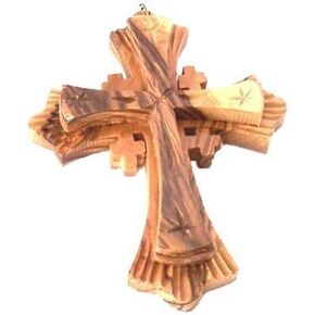 Holy Land Market Olive Wood Cross Two Layers 3.75" H