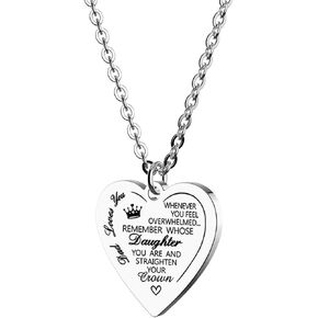 To My Daughter & Son You Are Braver Than You Believe Necklace Heart Pendant Inspirational Gifts for Daugher Son Kids