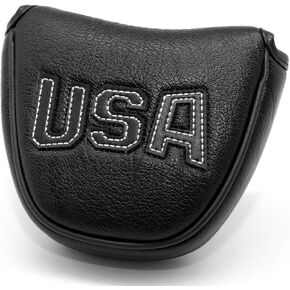 USA Mallet Putter Cover Headcover Magnetic Golf Head Covers Headcovers Club Protective Equipment for Scotty Cameron Odyssey Two Ball Taylormade Durable Thick Pu Leather