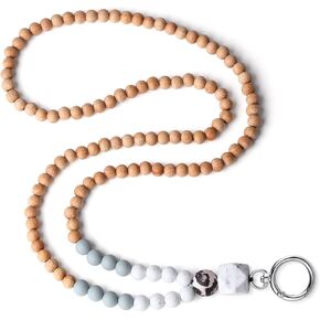 Teacher Lanyard, Lanyard with ID Holder, Lanyards for ID Badges Keys Women Silicone Wood Beaded Lanyard Cruise Necklace Keychain Nurse Accessories Work Jewelry Appreciation Gifts Teacher Must Haves
