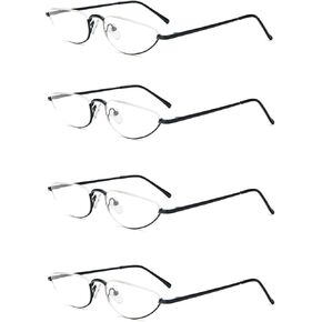 KoKoBin Half Reading Glasses for Men Women,Half Moon Metal Frame Lens Spring Hinge Readers