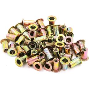 Zinc Plated Carbon Steel Rivet Nut Flat Head Insert Nutsert Pack of 50 (1/4-20)