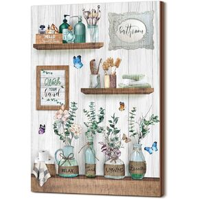 Boho Bathroom Wall Art Rustic Bathroom Wood Wall Art Relax Soak Unwind Breathe Bathroom Sign Flower Butterfly Bathroom Pictures Wood Print Modern Home Artwork Decor for Bathroom
