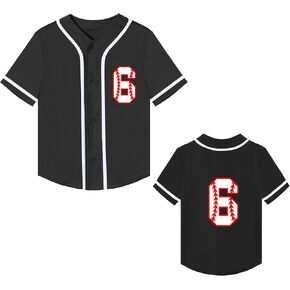 Toddler Baseball Jersey Kids 6 Year Old Birthday Shirt Boy 6th Birthday Party Short Sleeve Button T Shirts