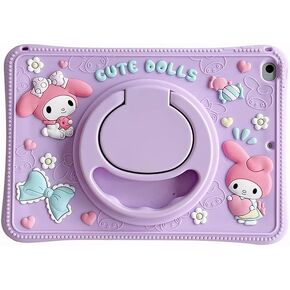 for iPad 10.2 inch Case iPad 9th Generation 2021/ iPad 8th Generation 2020/ iPad 7th Generation 2019 Case, with Rotating Kickstand Silicone Case for Girls Women Cute Tablet Cover (Purple)