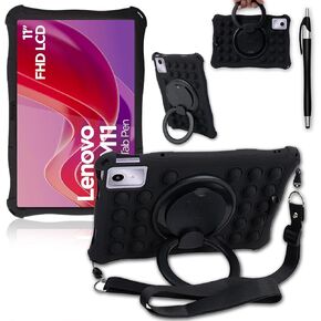 ATOOZ Case for Lenovo Tab M11 Tablet 11 Inch,Lenovo Tab M11 Case Kids with 360° Rotatable Stand,Pen Slots,Shoulder Straps Silicone Lightweight Case for Lenovo Tab M11 (TB330F/TB331F) (Dazzling Pink)