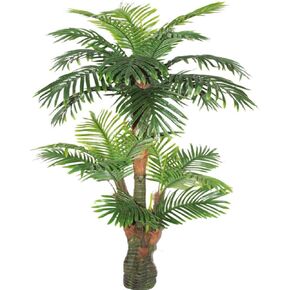 AMERIQUE 691322305203 Gorgeous Tropical Palm Tree Artificial Silk Plant with UV Protection, with Nursery Plastic Pot, Feel Real Technology, Super Quality, 5.3', Green