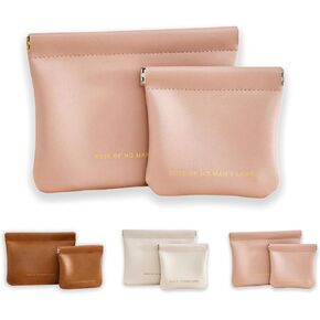 Cosmetic Bags for Women Small Makeup Bag for Purse Pu Leather Makeup Pouch Travel Makeup Bag with Zipper Make Up Bag for Travelling (Brown)