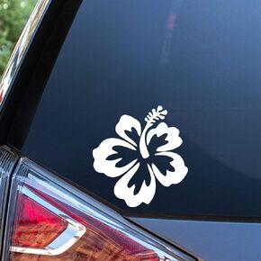 Sunset Graphics & Decals Hibiscus Flower Hawaiian Vinyl Car Decal Sticker Floral | Cars Trucks Vans Walls Laptop | White | 5 x 5.5 inches | SGD000080