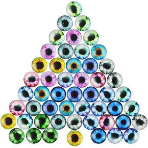 DECORA 48pcs 20mm Assorted Design Glass Eyes for Handcraft, Dragon Glass Cabochon Eyes for Decoration DIY