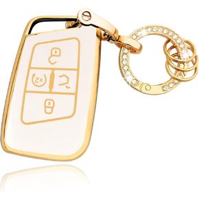 OLLEN Key Fob Cover with Keychain, Fit for Volkswagen VW Jetta Tiguan Passat Golf GTI Atlas Alltrack Arteon Taos, for Smart Keyless Entry Remote, Full Protection Soft TPU Key Case, 4 Button, Black