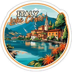 Lake Como Italy Sticker Adventure Souvenir Decal Vinyl Small Waterproof for Water Bottle Mug Passport Book Scrapbook Notebook Laptop Tumbler Skateboard Computer Phone Size 4" Funny Gift