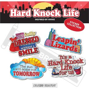 Annie "Hard Knock Life" Sticker Collection - Set of 4 Coloring Broadway Stickers Inspired by Annie - die-Cut, Bubble Free Vinyl. (3" x 3" - Set of 4)