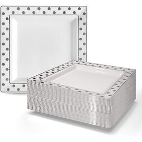 Oasis Creations Clear Square Plates Set 6.5" - 50 count - Premium Hard Clear Disposable Plastic - Disposable and Reusable - Salad Plate - Appetizer Plate - Dessert Plate - Party Plate Set