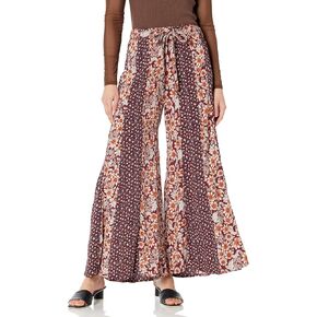 Angie Women's Printed Wide Leg Tie Front Pants